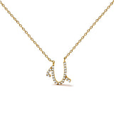 10K White Gold Diamond Accent "A" Initial Script Style Pendant Necklace