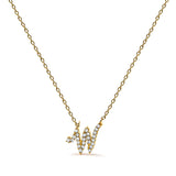 10K White Gold Diamond Accent "A" Initial Script Style Pendant Necklace