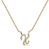10K White Gold Diamond Accent "A" Initial Script Style Pendant Necklace