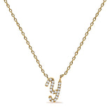 10K White Gold Diamond Accent "A" Initial Script Style Pendant Necklace