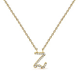 10K White Gold Diamond Accent "A" Initial Script Style Pendant Necklace