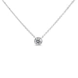 10K White Gold 1/2 Carat Round Brilliant-Cut Diamond Modern Bezel-Set Solitaire 16"-18" Pendant Necklace (H-I Color, SI2-I1 Clarity)