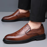 Mens Casual British-style Pointed Leather Shoes