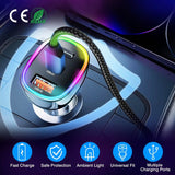 90W 3 Ports Fast Car Charger USB and Type C