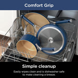 Ninja Ceramic Cookware Set, Extended Life 11-Piece Kitchen Cookware Sets with Comfort Grip, Nonstick Fry Pans, Pots, PTFE Free, Oven & Dishwasher Safe, Stovetop Compatible, Navy Blue, CW49011