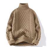 Round-neck High-neck Fleece-lined Solid-color Sweater