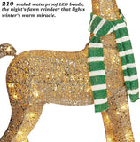 58 Inch 3D Gold Large Lighted Christmas Deer Decorations 3-Piece Outdoor Holiday Decorations Reindeer Set with 210 Warm White LEDs, Large Yard Display for Garden, Storefront