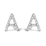 10K White Gold 1/10 Cttw Diamond Initial â€œAâ€ Stud Earring