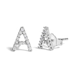 10K White Gold 1/10 Cttw Diamond Initial â€œAâ€ Stud Earring