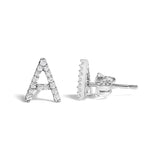 10K White Gold 1/10 Cttw Diamond Initial â€œAâ€ Stud Earring