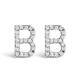 10K White Gold 1/10 Cttw Diamond Initial â€œAâ€ Stud Earring