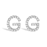 10K White Gold 1/10 Cttw Diamond Initial â€œAâ€ Stud Earring