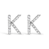 10K White Gold 1/10 Cttw Diamond Initial â€œAâ€ Stud Earring