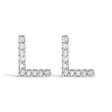 10K White Gold 1/10 Cttw Diamond Initial â€œAâ€ Stud Earring