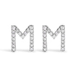 10K White Gold 1/10 Cttw Diamond Initial â€œAâ€ Stud Earring