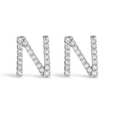 10K White Gold 1/10 Cttw Diamond Initial â€œAâ€ Stud Earring