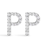 10K White Gold 1/10 Cttw Diamond Initial â€œAâ€ Stud Earring
