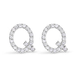 10K White Gold 1/10 Cttw Diamond Initial â€œAâ€ Stud Earring