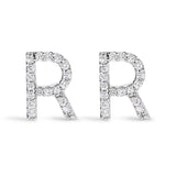 10K White Gold 1/10 Cttw Diamond Initial â€œAâ€ Stud Earring