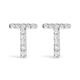 10K White Gold 1/10 Cttw Diamond Initial â€œAâ€ Stud Earring