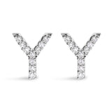 10K White Gold 1/10 Cttw Diamond Initial â€œAâ€ Stud Earring