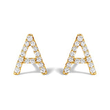 10K White Gold 1/10 Cttw Diamond Initial â€œAâ€ Stud Earring