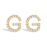10K White Gold 1/10 Cttw Diamond Initial â€œAâ€ Stud Earring