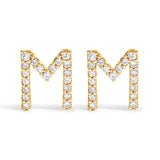 10K White Gold 1/10 Cttw Diamond Initial â€œAâ€ Stud Earring