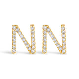 10K White Gold 1/10 Cttw Diamond Initial â€œAâ€ Stud Earring