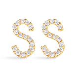 10K White Gold 1/10 Cttw Diamond Initial â€œAâ€ Stud Earring