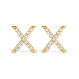 10K White Gold 1/10 Cttw Diamond Initial â€œAâ€ Stud Earring