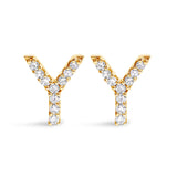 10K White Gold 1/10 Cttw Diamond Initial â€œAâ€ Stud Earring