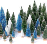 30Pcs Christmas Decorations Mini Christmas Trees, Artificial Christmas Tree Bottle Brush Trees with Wooden Base for Christmas Decor Christmas Party Home Table Craft