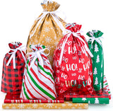 JOYIN 36 PCS Christmas Drawstrings Gift Bags Assorted Sizes(Large Medium Small), Xmas Reusable Plastic Bag for Presents Wrapping, Holiday Party Favors
