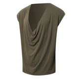Mens Solid-Color Sleeveless Sports V-Neck Tank Top