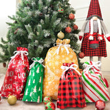 JOYIN 36 PCS Christmas Drawstrings Gift Bags Assorted Sizes(Large Medium Small), Xmas Reusable Plastic Bag for Presents Wrapping, Holiday Party Favors