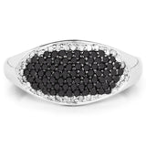 0.46 Carat Genuine Black Diamond and White Diamond .925 Sterling Silver Ring
