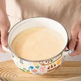 Double-handled Enameled Instant Noodle Bowl With Lid, Heat-resistant Oil Can