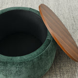 Modern Classic Round Storage Ottoman Coffee Table with Removable Top