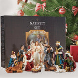 TOETOL Nativity Sets for Christmas Indoor Set of 13 Pieces 7.9 Inch Tall Resin Holy Family Scene Figurine Ornament Religious Christmas Table Decorations Collection Gifts Holidays Decor