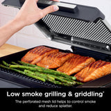 Ninja Griddle and Indoor Grill, 14’’, Electric Grill, For Steak, Burgers, Salmon, Veggies, and More, Pancake Griddle, Nonstick, Dishwasher Safe, 500F, Even Cooking, Silver, GR101