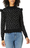 Parker Marlee Turtleneck Long-Sleeve Polka-Dot Sweater, Size Small