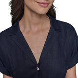 KARL LAGERFELD Womens Light Collared Short Sleeve Midi Dress