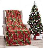 Decor&More Home Essentials Christmas Throw (50" x 60") - Poinsettia