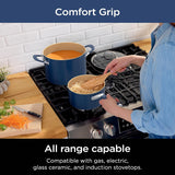 Ninja Ceramic Cookware Set, Extended Life 11-Piece Kitchen Cookware Sets with Comfort Grip, Nonstick Fry Pans, Pots, PTFE Free, Oven & Dishwasher Safe, Stovetop Compatible, Navy Blue, CW49011