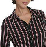 Tommy Hilfiger Women's Long Sleeve Collared Self Tie Midi Shirtdress