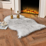 duduta White Faux Sheepskin Throw Rug 2x3 ft, Fluffy Shag Fur Chair Cover Small Bedside Dorm Rug Non Slip Washable