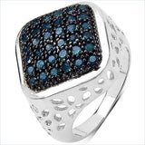 0.54 Carat Genuine Blue Diamond .925 Sterling Silver Ring