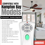 Anderic Substitute for Hampton Bay UC7052T with Up and Down Light Keys Ceiling Fan Remote Control [RR7080T]