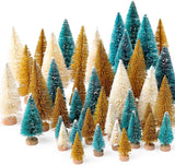 30Pcs Christmas Decorations Mini Christmas Trees, Artificial Christmas Tree Bottle Brush Trees with Wooden Base for Christmas Decor Christmas Party Home Table Craft